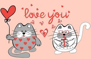 Cute Cats in love vector