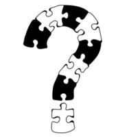 Hand-drawn question mark made up of jigsaw puzzles vector