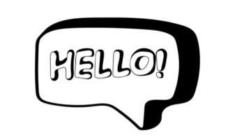 Hand drawn speech bubble with text Hello in doodle style vector