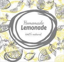 Hand drawn frame of lemons and lemonade vector