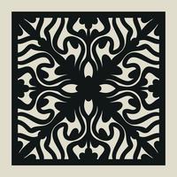Laser cut vector Decotative panel. Cutout silhouette with geometric Ornament Pattern. Square Template for cnc cutting, panels of wood, metal, paper, plastic