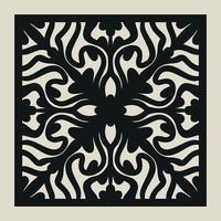 Laser cut vector Decotative panel. Cutout silhouette with geometric Ornament Pattern. Square Template for cnc cutting, panels of wood, metal, paper, plastic