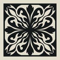 Laser cut vector Decotative panel. Cutout silhouette with geometric Ornament Pattern. Square Template for cnc cutting, panels of wood, metal, paper, plastic