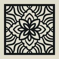 Laser cut vector Decotative panel. Cutout silhouette with geometric Ornament Pattern. Square Template for cnc cutting, panels of wood, metal, paper, plastic