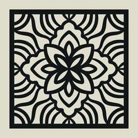 Laser cut vector Decotative panel. Cutout silhouette with geometric Ornament Pattern. Square Template for cnc cutting, panels of wood, metal, paper, plastic