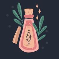 Hand drawn Bottles with Magic Potions. Cute Doodle witchcraft element vector