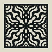 Laser cut vector Decotative panel. Cutout silhouette with geometric Ornament Pattern. Square Template for cnc cutting, panels of wood, metal, paper, plastic