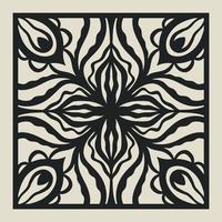 Laser cut vector Decotative panel. Cutout silhouette with geometric Ornament Pattern. Square Template for cnc cutting, panels of wood, metal, paper, plastic