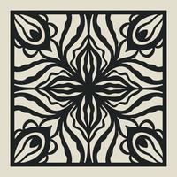 Laser cut vector Decotative panel. Cutout silhouette with geometric Ornament Pattern. Square Template for cnc cutting, panels of wood, metal, paper, plastic