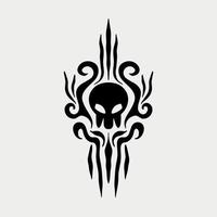 Goth Tattoo with skull. Dark aesthetic print for t-shirt, sweatshirt, and poster. Nostalgia for 00s concept. Vector Black and white illustration