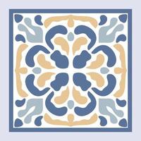 Vector Seamless Moroccan mosaic Tile with colorful Patchwork. Vintage blue Portugal azulejo, Mexican talavera, Italian majolica Ornament, Arabesque motif or spanish ceramic Mosaic