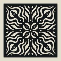 Laser cut vector Decotative panel. Cutout silhouette with geometric Ornament Pattern. Square Template for cnc cutting, panels of wood, metal, paper, plastic