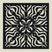 Laser cut vector Decotative panel. Cutout silhouette with geometric Ornament Pattern. Square Template for cnc cutting, panels of wood, metal, paper, plastic