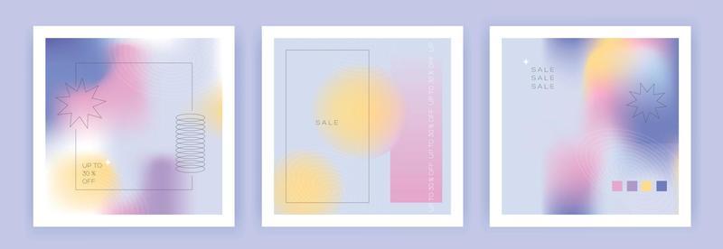 Set of Trendy Sale Post Social Media pack Template vector. Minimalistic abstract style with Gradient Shapes posts. Editable templates with space for text