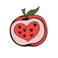 Apple in heart shape. vector