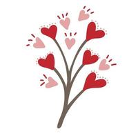 Branch with flowers of heart shape. Love and Valentine's day concept vector