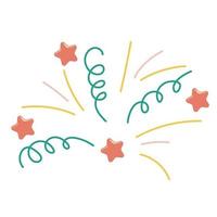 Single hand drawn color firework and confetti with stars vector