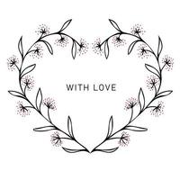 Floral heart shape frame design vector