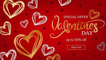 banner de venta de feliz día de san valentín vector