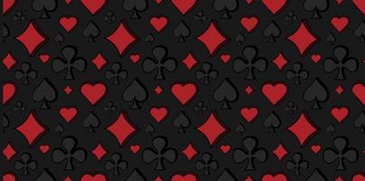 Seamless pattern with four card suits on black background vector