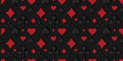 Seamless pattern with four card suits on black background vector