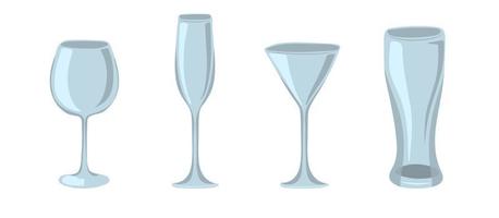 Set of hand-drawn empty glasses isolated on white background vector