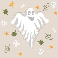 Cute ghost in doodle style vector