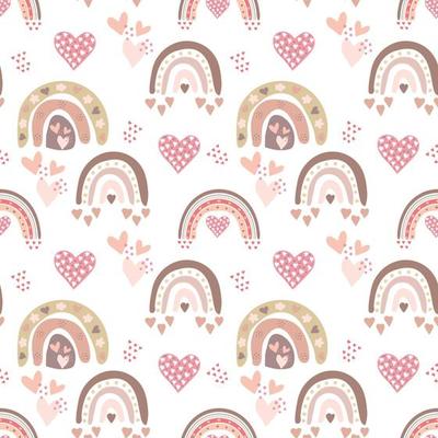 Cute rainbows and hearts seamless pattern. Funny nursery decor