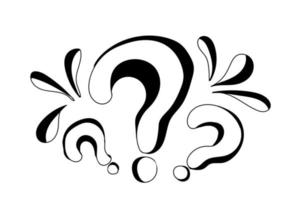 Hand drawn three question marks in doodle style vector