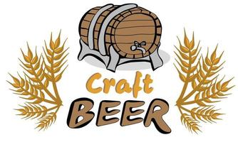 Barrel of beer and spikelets vector