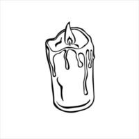 Hand drawn burning candle  in doodle style isolated on white background vector