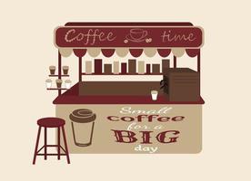 Stall counter selling coffee vector