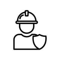 Builder icon illustration with shield. line icon style. suitable for safety icon. icon related to construction. Simple vector design editable