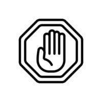 Hand stop icon illustration. stop sign. line icon style. Simple vector design editable