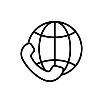 ilustración de icono de teléfono con tierra. estilo de icono de línea. adecuado para aplicaciones, sitios web, aplicaciones móviles. icono relacionado con la llamada. diseño vectorial simple editable vector