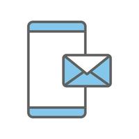 Colored mobile phone icon illustration with envelope. Two tone icon style. suitable for apps, websites, mobile apps. icon related to message. Simple vector design editable