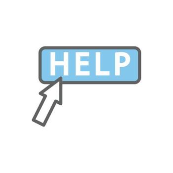 Colored cursor icon illustration with help. Two tone icon style. suitable for apps, websites, mobile apps. icon related to click. Simple vector design editable