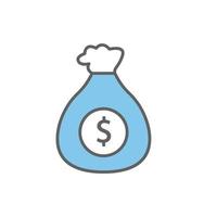 Money bag icon illustration with dollar. Investment symbol. Two tone icon style. suitable for apps, websites, mobile apps. icon related to finance. Simple vector design editable