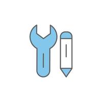 Wrench icon illustration with pencil. Two tone icon style. icon related to construction. Simple vector design editable