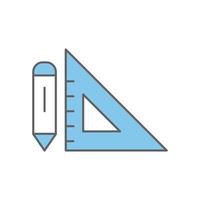 Pencil icon illustration with ruler. Two tone icon style. icon related to construction. Simple vector design editable.