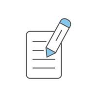 Pencil icon illustration with notes. suitable for contract icon. Two tone icon style. icon related to construction. Simple vector design editable.