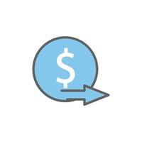 ilustración de icono de dólar con flecha. símbolo de transferencia estilo de icono de dos tonos. adecuado para aplicaciones, sitios web, aplicaciones móviles. icono relacionado con las finanzas. diseño vectorial simple editable vector