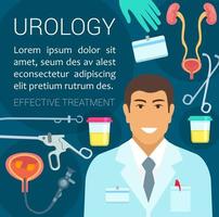 Urology poster with diagnostic tool and treatment vector