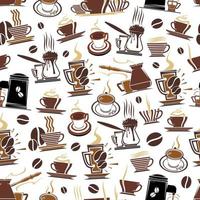 patrón vectorial de tazas de café y frijoles vector