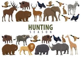 Hunting banner with wild animals and birds vector