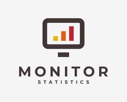 Screen Display Monitor Computer Growth Chart Graph Diagram Statistic Presentation Vector Logo Design