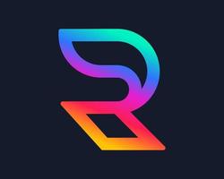 Letter R Colorful Gradient Color Vibrant Bright Modern Line Simple Monogram Vector Logo Design