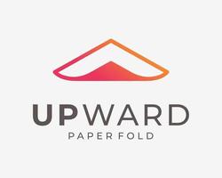 Paper Fold Page Sheet Document Upward Arrow Success Growth Direction Abstract Vector Logo Design