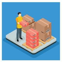 3D Isometric Fast delivery service concept. Vector Isometric Illustration Suitable for Diagrams, Infographics, And Other Graphic assets