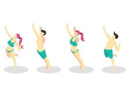 3D Set Isometric illustrations pose hitting volleyball on the beach vector